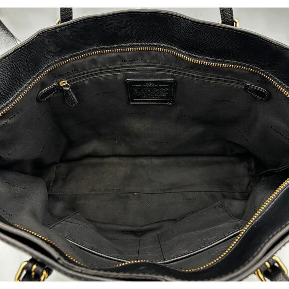 Coach Black Leather Turnlock Tote | Large Crossgrain Shoulder Bag - Picture 6 of 6